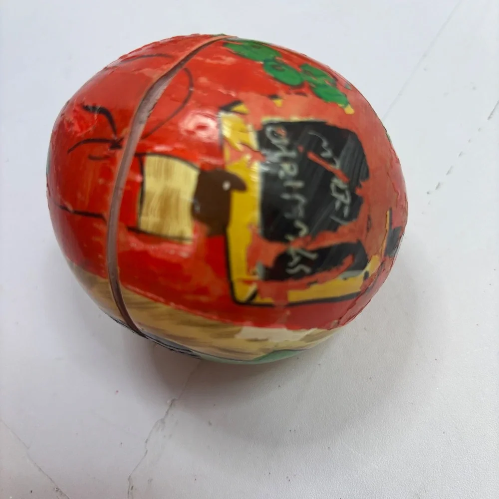 Vintage Santa Claus Wooden Nesting Spheres With 3 Christmas Matryoshka Dolls